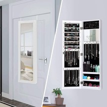 2-in-1 Wall or Door Mounted Jewelry Organizer Full Length Mirror in White - $3,905.98 MXN