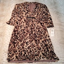 Jones New York Dress Leopard Print Knee Length Faux Wrap Dress Size 6 NWT - £33.29 GBP