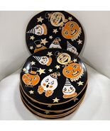 Eli Ana Happy Halloween Chill Cat Ghost Pumpkin Sun Salad Plates S/6 ~New~ - $1,285.56 MXN