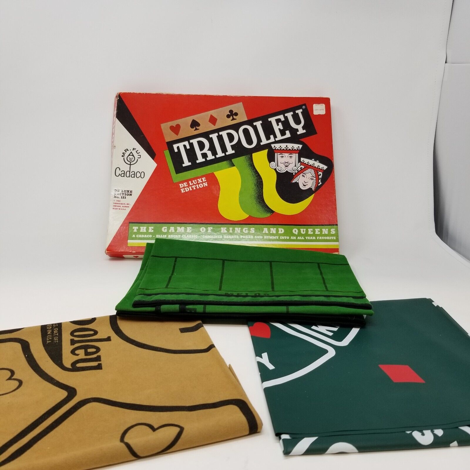 Tripoley by Cadaco Game Box w 3 Mats including Canasta 1962 *READ* - $24.70