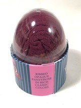 Vintage Leggs Egg Winter Opaque Control Top Nylon Pantyhose Wine Color Size Q - £23.35 GBP