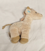 Carter’s Tan Beige Giraffe Brown Blue Pink Swirls Plush Baby Rattle Toy Lovey 8&quot; - £13.87 GBP