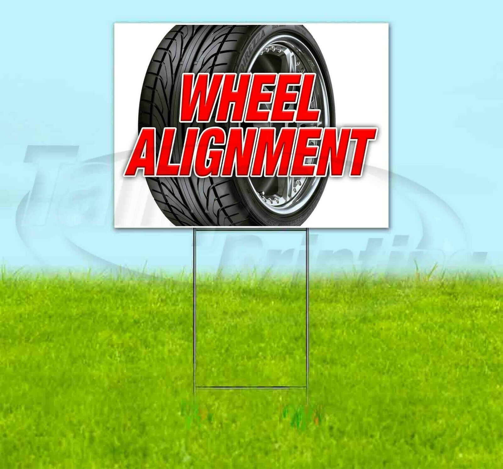 WHEEL ALIGNMENT Yard Sign Corrugated Plastic Bandit Lawn Decorations ...