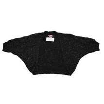 Say What Sweater Womens L Black Metallic Dolman Short Sleeve Cardigan Top - £20.36 GBP