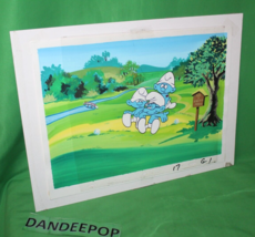 The Smurfs Original Production Registry Hand Painted Animation Cel Golf Scene - £638.90 GBP