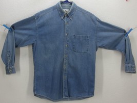 I.N.C. Men&#39;s Sz (Small) BUTTON-FRONT Blue Denim Shirt Chest Pocket - $21.32