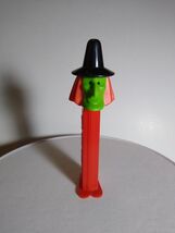 PEZ Witch Figural Candy Dispenser Plastic Halloween Green Orange Black Hat - $8.09