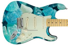 Guitar Skin Axe Wrap Re-skin Blue Yum Jelly Dots Vinyl Decal Right Elect... - $44.50