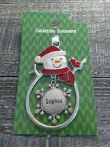 Christmas Snowman  Personalized &quot;Sophia&quot; Collectable Silver Ornament Ganz New - £20.10 GBP