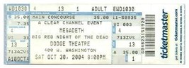 Megadeth Concert Ticket Stub Octobre 30 2004 Phœnix Arizona - £35.63 GBP