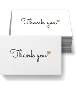 RXBC2011 100 Little Thank You Cards Gold Heart Design Bulk Thank You Not... - £9.59 GBP