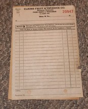 VTG 1950s Invoice Receipt Elkins Fruit Produce West Virginia  - $186.75 MXN