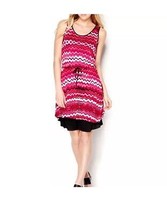 NWT Women&#39;s Kensie Zig Zag Stripe Bold Pink Elastic Waist Dress Sz XL  - £16.81 GBP
