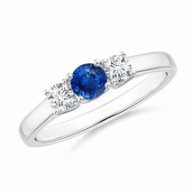 ANGARA Classic Sapphire and Diamond Three Stone Ring in 14K Gold (AAA Size-4) - £878.14 GBP