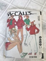 Vintage 70s McCalls 6469 Sewing Pattern Activewear T-Shirt Hoodie Track ... - £10.60 GBP