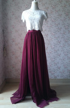 Burgundy Slit Long Tulle Skirt Wedding Bridesmaid Custom Plus Size Tulle Skirt image 1