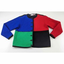 Carroll Reed Color Block Small Wool Cardigan Sweater Vintage 80s - £23.40 GBP