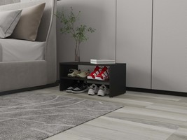 Norris Black 2-Shelf Melamine Shoe Rack - Modern Entryway Storage Solution - $1,583.12 MXN