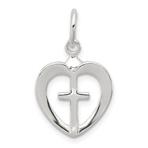 Sterling Silver Cross with Heart Charm Jewerly 24mm x 15mm - £12.19 GBP