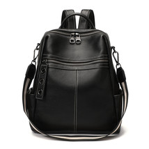 100% Genuine Leather Backpack For Women&#39;s High Quality Black Shoulder Bag Commut - £75.05 GBP