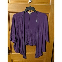 One World Purple Open Cardigan Size M Dolman Sleeve Medium Live and Let Live - £11.95 GBP