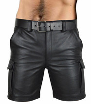 Shorts Leather Men s Pants Gym Boxer Real Half Club Sexy Sports Lambskin Black 8 - £16.81 GBP+