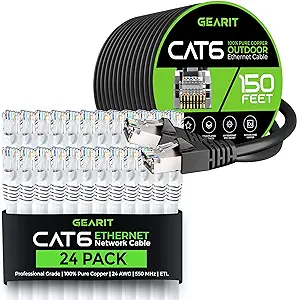 GearIT 24Pack 5ft Cat6 Ethernet Cable &amp; 150ft Cat6 Cable - $206.99