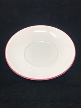 EUC STARBUCKS Coffee Ceramic White Pink Rim Saucer 2006 Dessert 6” Plate... - $10.84