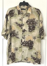 Hawaiian Style Shirt -  Natural Issue - Island Village Scene Print - Sz XL - £19.80 GBP