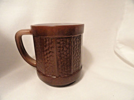Brown Federal Glass Coffee Mug Shield Mark Paneled Pebbled - £11.55 GBP
