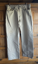 Eddie Bauer Tan Khaki Mens Pants Size 33x30 Original Fit 100% Cotton Flat Front - £18.56 GBP