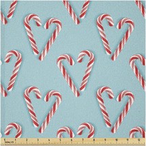 Sweetheart Candy Cane Fabric: Vibrant Vermilion Blue Stretc - £60.17 GBP