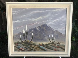 R Kuh Original Modern &quot;Desert Bloom&quot; Landscape Plein Air Vintage Oil On Canvas - £297.58 GBP