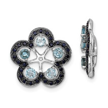 Silver Rhodium Swiss Blue Topaz &amp; Black Sapphire Earring Jacket QJ141DEC - $117.93