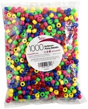 Pony Beads 6mmx9mm 1000/Pkg-Opaque Neon - £11.74 GBP