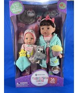 New - SWEET SISTERS DOLLS &amp; ACCESSORIES 16 PCS PAJAMA PARTY Dark Hair - £29.41 GBP