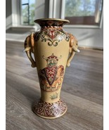 Past Times DECORATED ELEPHANT &amp; Palm Tree PORCELAIN VASE - $27.57 CAD