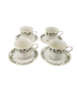 Holiday Cup &amp; Saucer Set Fine China Christmas Holly set of 4 Japan - $51.26