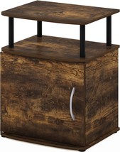 Amber Pine/Black Furinno Jaya End Side Sofa Table/Nightstand With Door. - £29.29 GBP