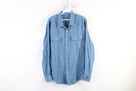 Vintage 90s Streetwear Mens Medium Faded Soft Flannel Collared Button Shirt Blue - £31.60 GBP