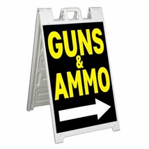 Guns &amp; Ammo Right Arrow Signicade 24x36 Aframe Sidewalk Sign Banner Decal - £34.12 GBP+