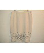 Lafayette 148 New York Size 10 Medium Skirt Cream Silk Beaded Hem Straig... - £37.54 GBP