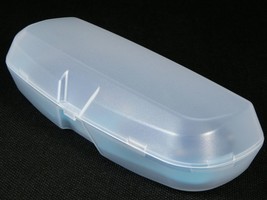 Nice Matt Transparent / Teal Hard Case for Eyeglasses Glasses w/ Cleaning Cloth - $5.15