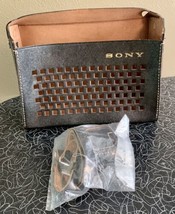 Vtg Sony Portable Radio Leather Case, Strap, Earphone Case Black Unused TR TFM - £19.46 GBP