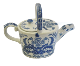 Flow Blue Cobalt Watering Can Ceramic with Lid Floral Design Asian - $18.69