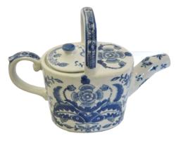 Flow Blue Cobalt Watering Can Ceramic with Lid Floral Design Asian - £14.93 GBP