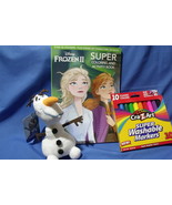 Toys Lot 3 New Frozen II Jumbo Coloring Book Washable Markers & Olof Stuffed Toy - $14.95