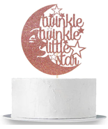 Twinkle Little Star Cake Topper Rose Gold Glitter Baby Shower Party Deco... - £9.69 GBP