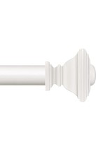 White Curtain Rod Long Adjustable 72-144 in Decorative Square Finials - $14.50