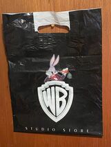 Warner Bros. Store Bugs Bunny Small Black Plastic Bag 13.25" X 10" Pre-O... - $12.99